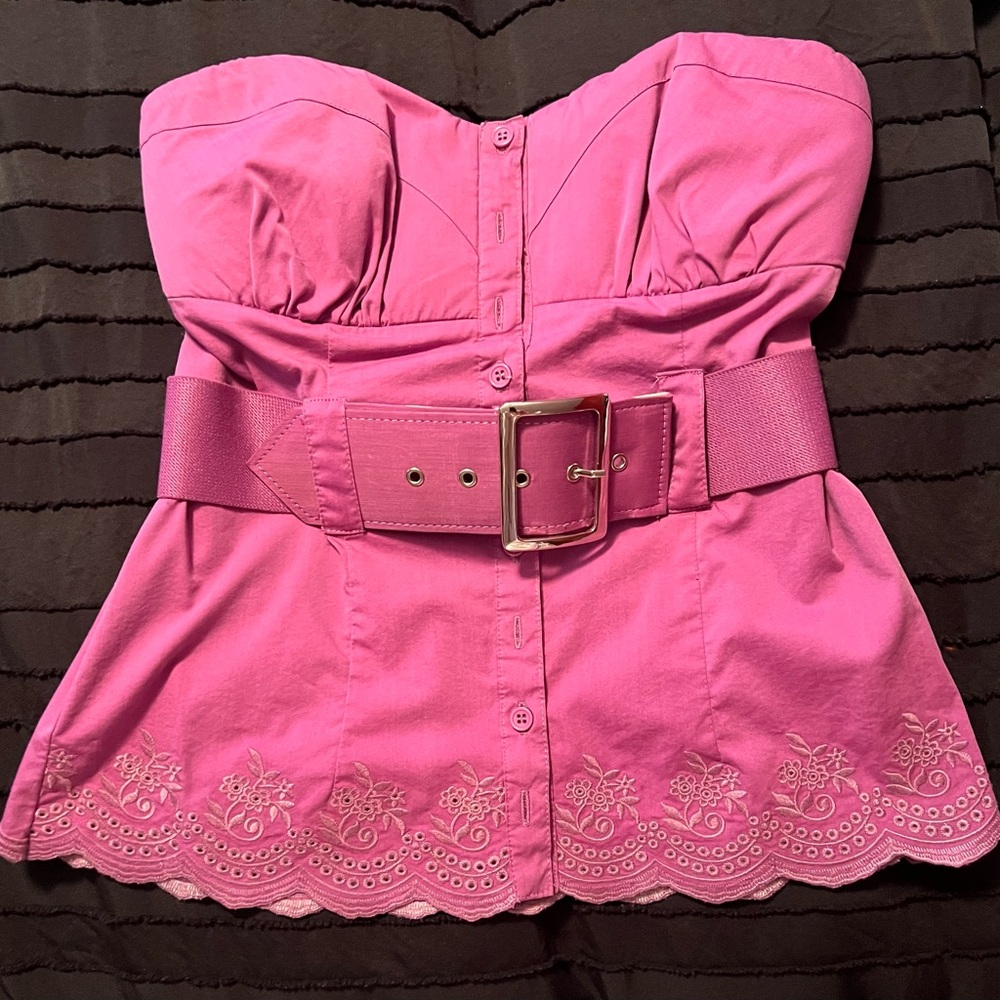 2B Bebe Pink Strapless Tank Top with Belt